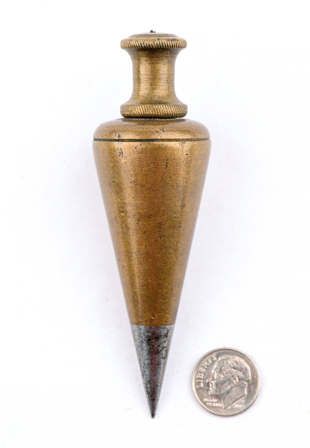vintage brass plumb bob with reel