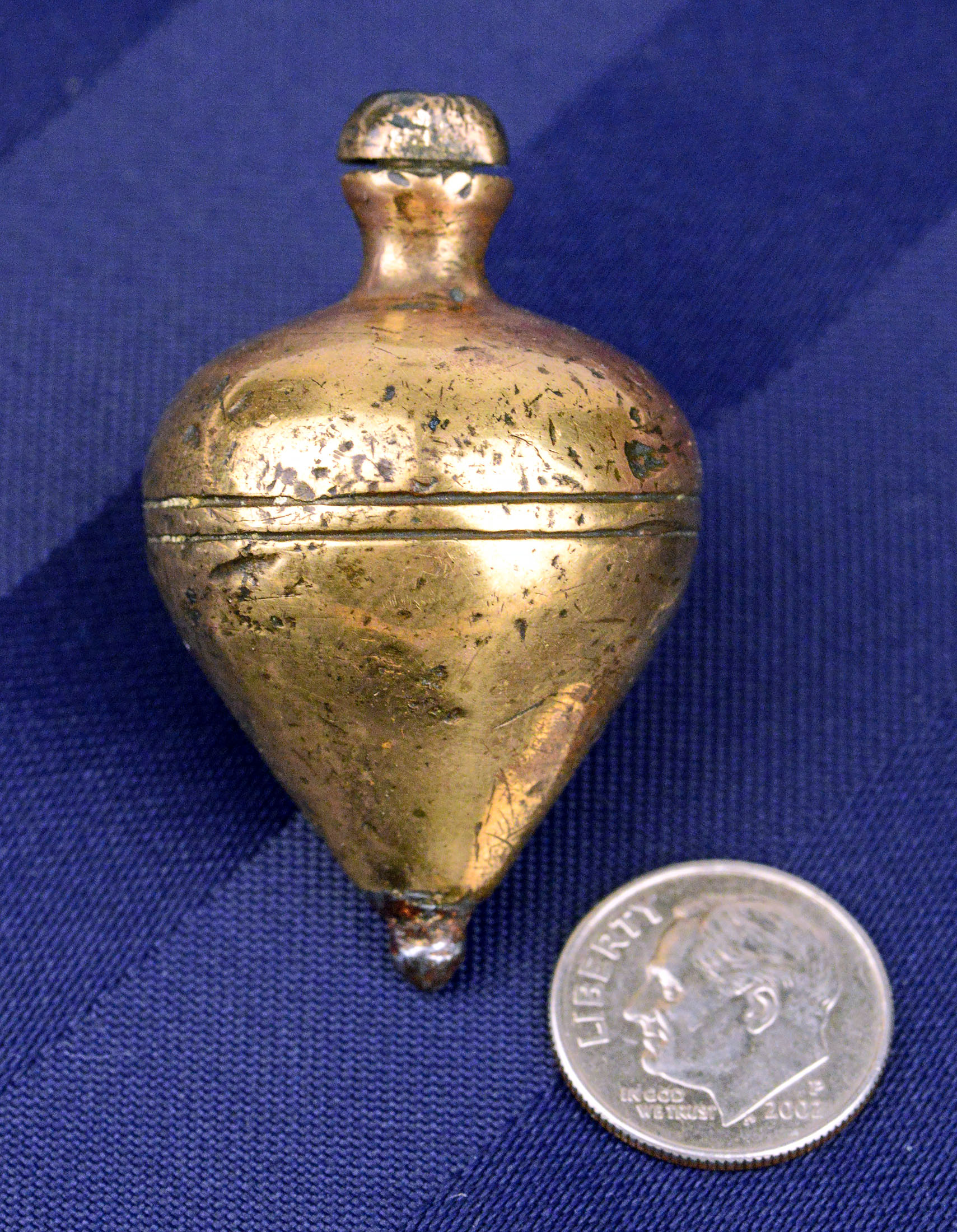 Adorable 3.7 oz. Brass Plumb Bob Vintage Vials