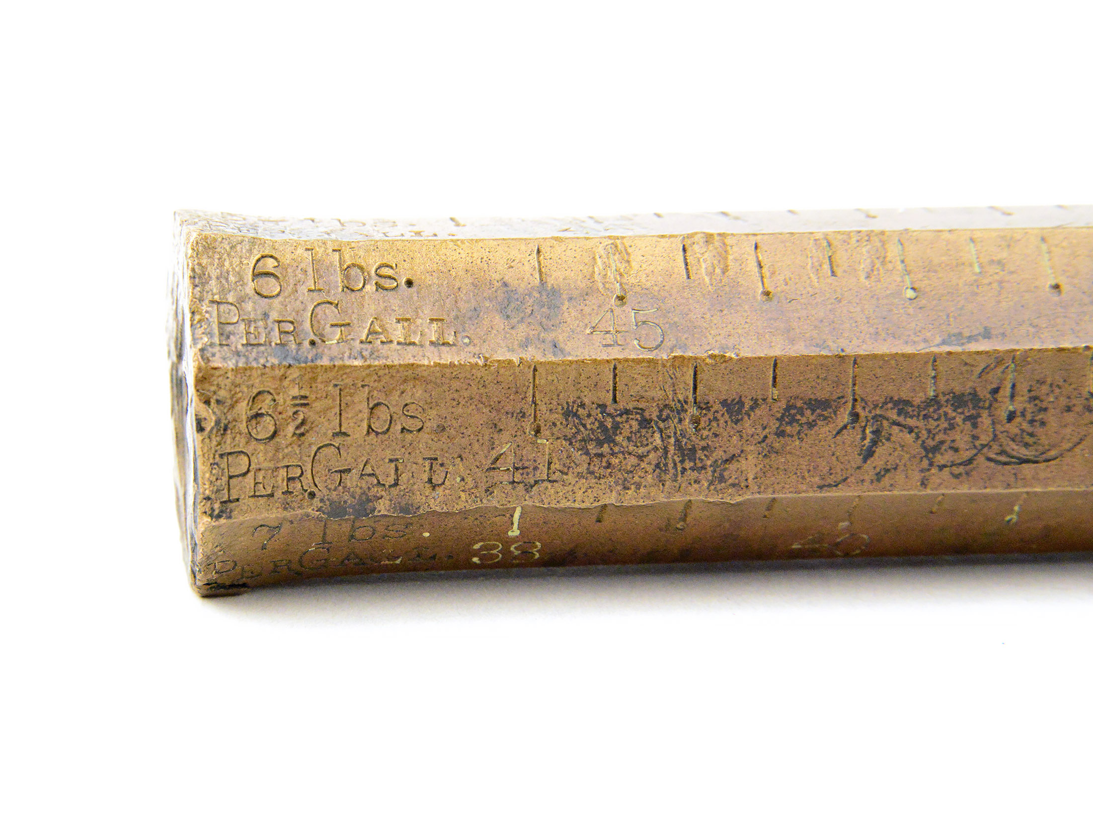 Astounding Solid Bronze Octagonal Pounds Per Gallon Measure Vintage Vials