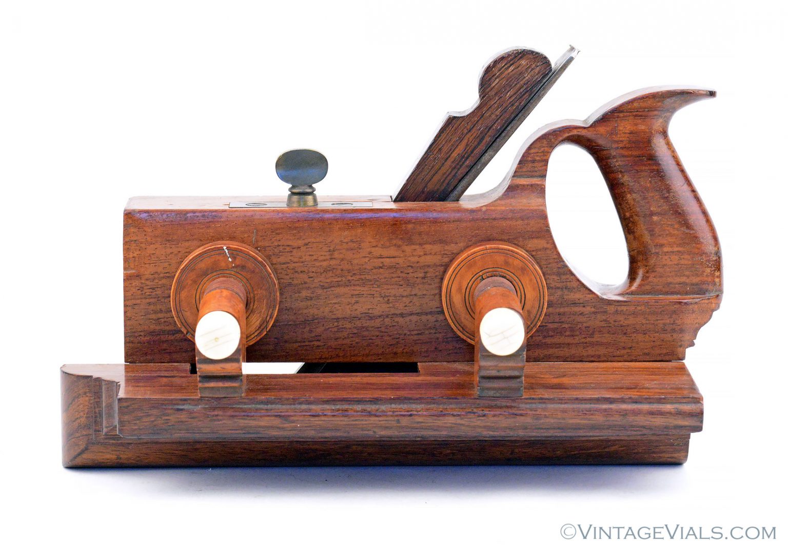 Stunning D.R. Barton Rosewood Plow Plane with Deluxe Trimmings Vintage Vials