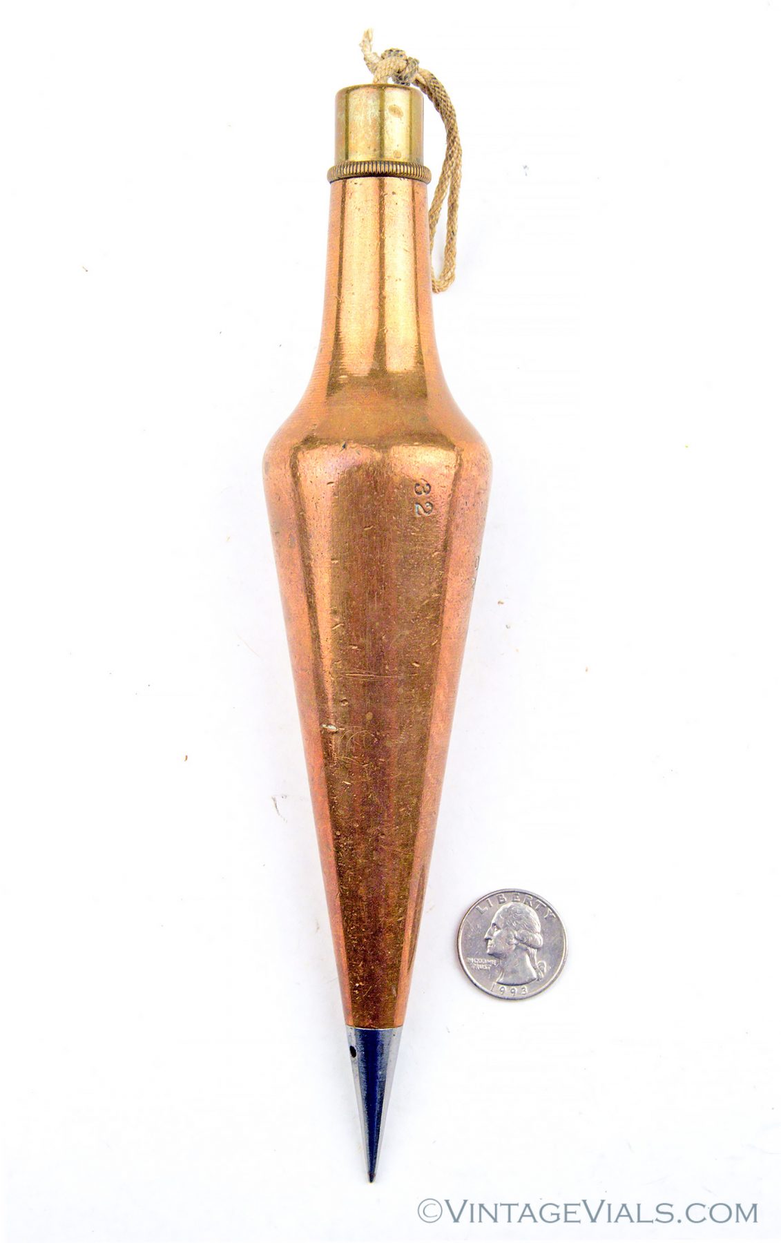 LARGE 44 Ounce Brass Plumb Bob Vintage Vials