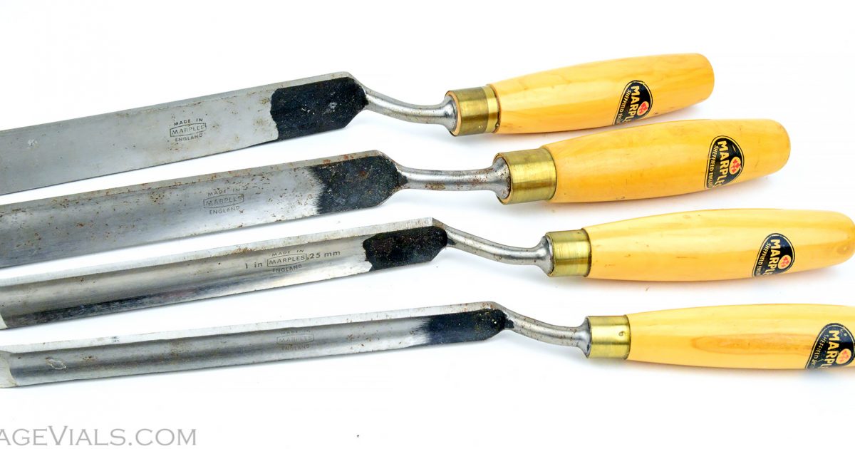 Unused! Set of Four MARPLES Boxwood Handled Crank Neck Paring Gouges ...